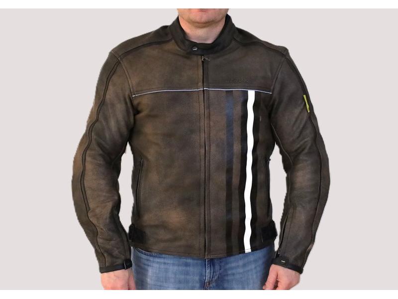 Kurtka motocyklowa, męska, skórzana, brązowa, rozmiar 2XL